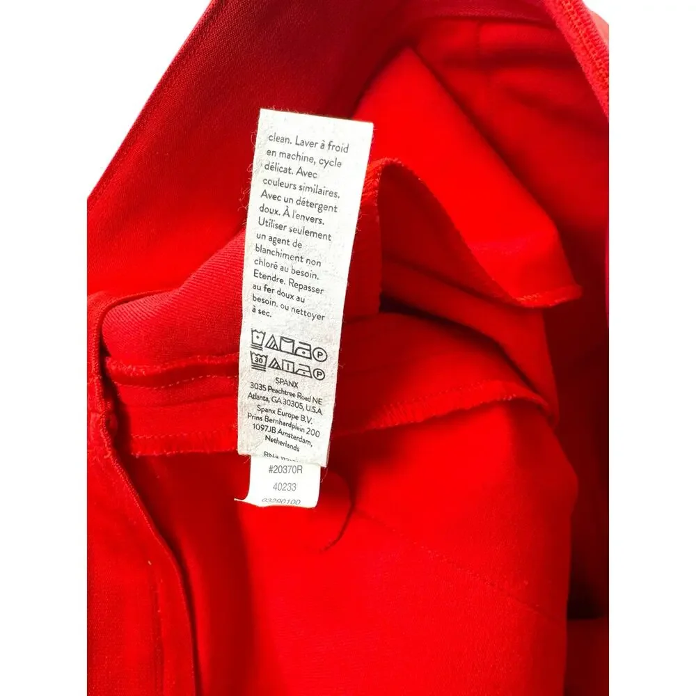 Spanx Polished Pull On Short XS Red Stretch Shaping Tailored Cotton Blend